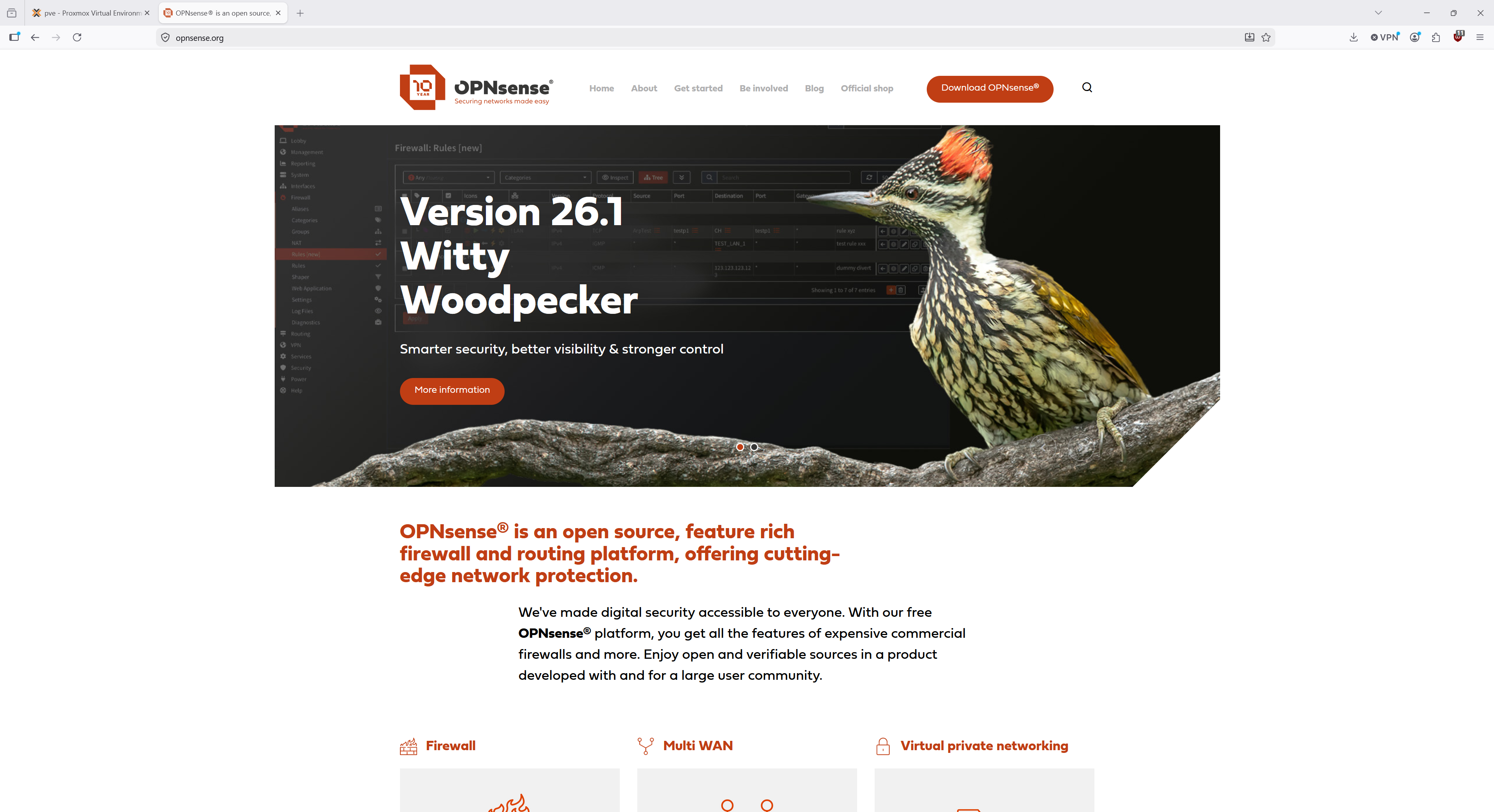 Opnsense download page selection